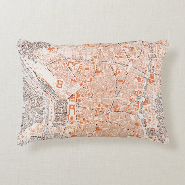 Spain: Madrid Map, C1920 Accent Pillow (Front)