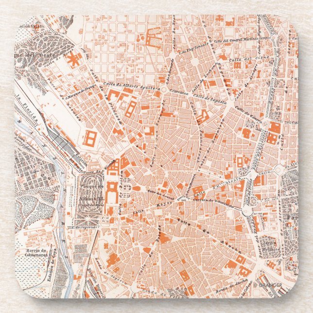 Spain: Madrid Map, C1920 Beverage Coaster (Front)