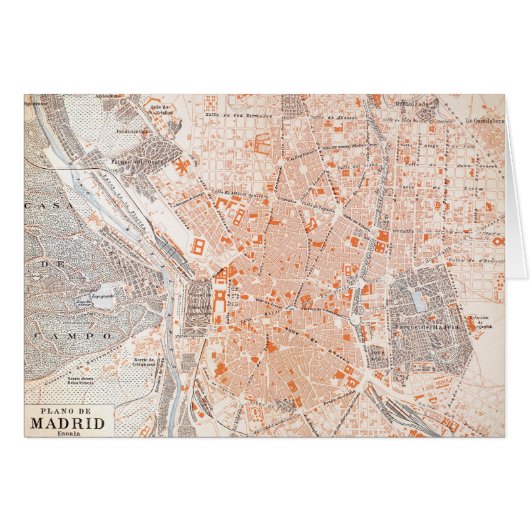 Spain: Madrid Map, C1920 Cards (Front Horizontal)