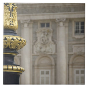 Spain, Madrid. Royal Palace, ornate gilded lamp Ceramic Tile