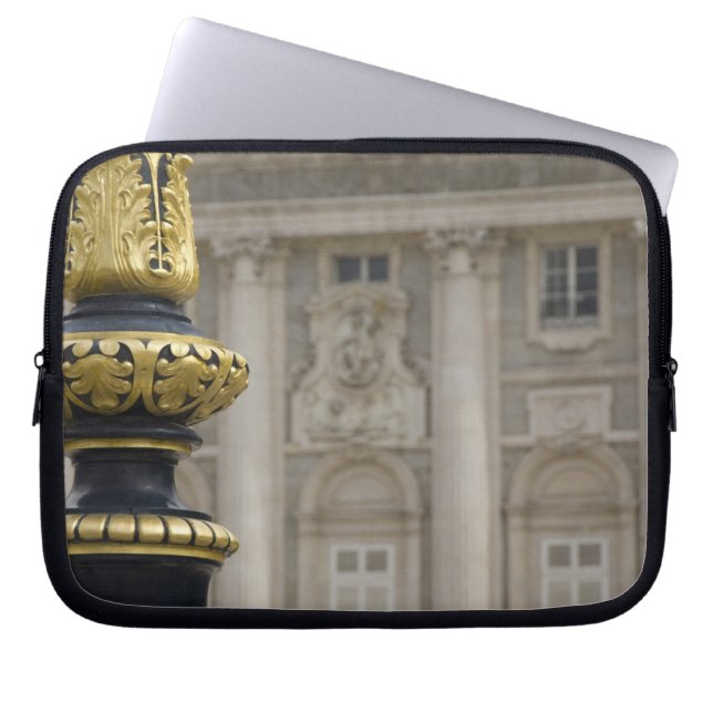 Spain, Madrid. Royal Palace, ornate gilded lamp Laptop Sleeve (Front)