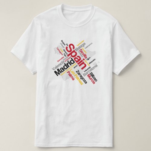 Spain Map and Cities T_Shirt