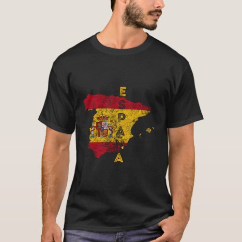 Spain Map And Flag Distressed Espaa T_Shirt