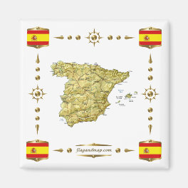 Spain Map + Flags Magnet