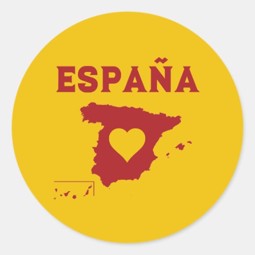 Spain Map Sticker Espaa Mapa Yellow Red
