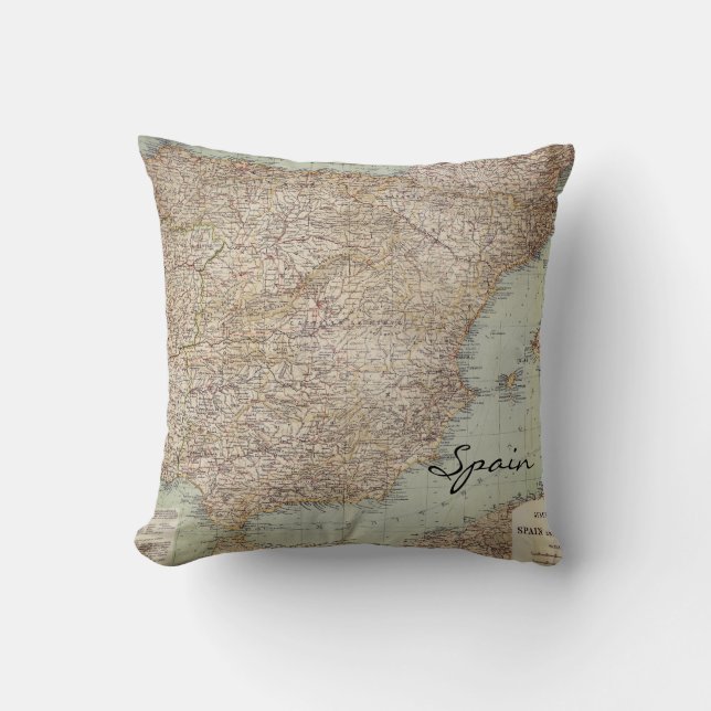 Spain map throw pillow (Front)
