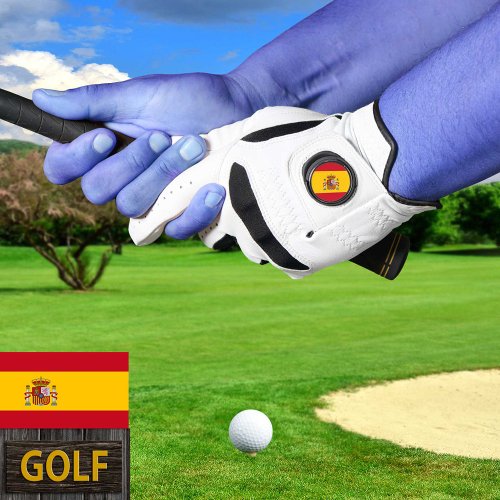 Spain marker  Spanish Flag leather Golf Glove