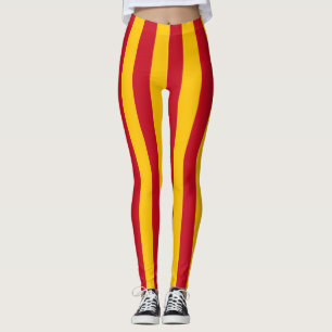 Spain National Flag Colors Vertical Striped Leggings