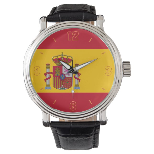 Spain National Flag Elegant Patriotic Watch (Front)