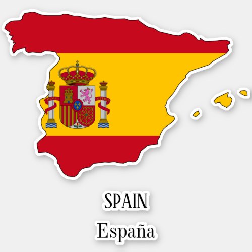 Spain National Flag Map Sticker