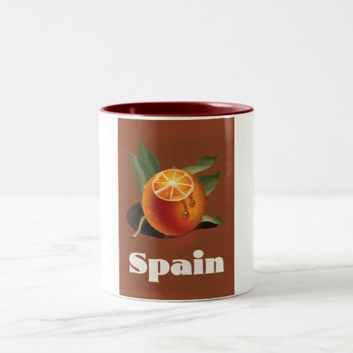 Spain orange travel poster Two_Tone coffee mug