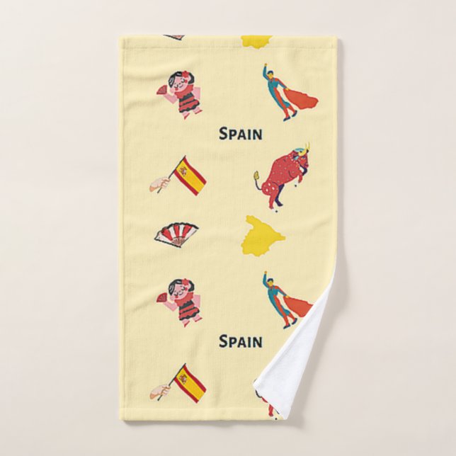 Spain pattern on cream hand towel  (Hand Towel)