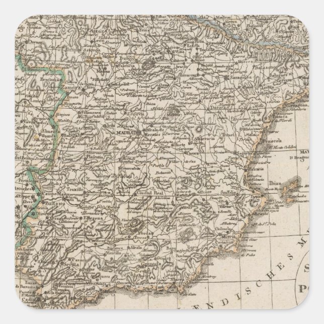 Spain, Portugal 4 Square Sticker (Front)