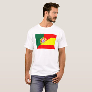 spain portugal neighbor countries half flag symbol T-Shirt