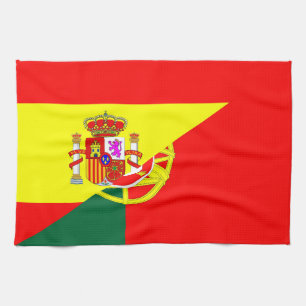 spain portugal neighbor countries half flag symbol towel