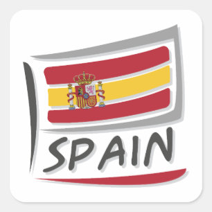 Spain Pride X Flag Square Sticker
