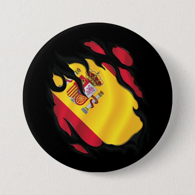 Spain Ripped Flag Button (Front)