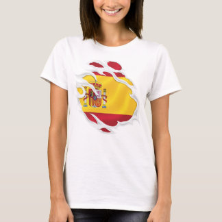 Spain Ripped Flag Classic Round Sticker T-Shirt