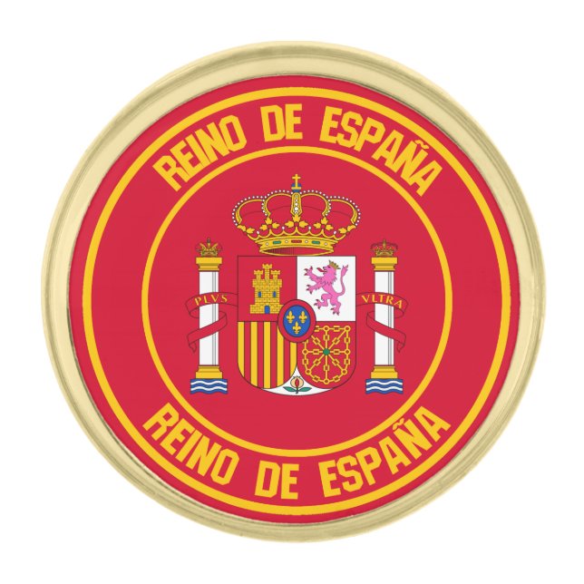 Spain Round Emblem Gold Finish Lapel Pin (Front)