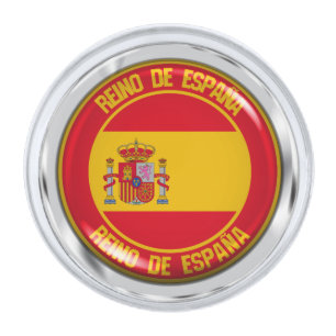 Spain Round Emblem Silver Finish Lapel Pin