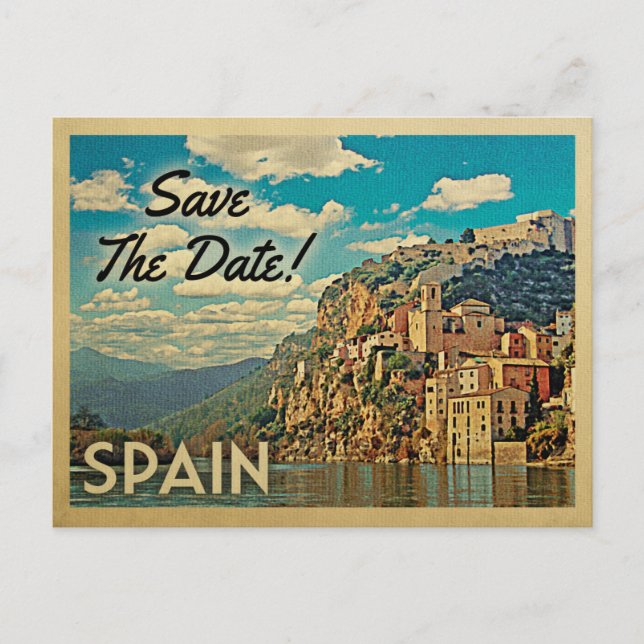 Spain Save The Date Vintage Postcards (Front)