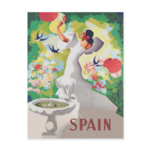 Spain Senorita Birds Flowers Fiesta Garden