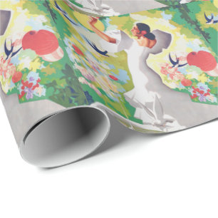Spain Senorita Birds Flowers Fiesta Garden Wrapping Paper
