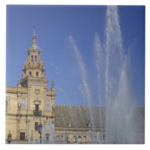 Spain Sevilla Andalucia Fountain and ornate Ceramic Tile