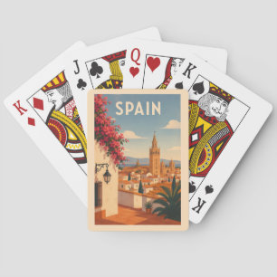 Spain Seville Illustration Travel Art Vintage Poker Cards