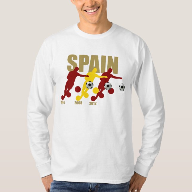 Spain Soccer 1964 2008 2012 Tricampeona de Europa T-Shirt (Front)