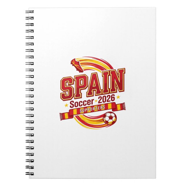 Spain Soccer 2026 Soccer Bold Country Typography F Notebook (Front)