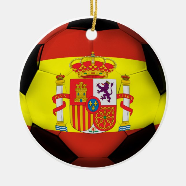 Spain Soccer Ball Ceramic Ornament (Front)