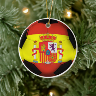 Spain Soccer Ball Sports Ceramic Ornament