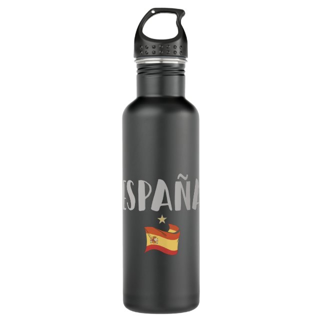 Spain Soccer Football Fan Shirt Flag Stainless Steel Water Bottle (Front)