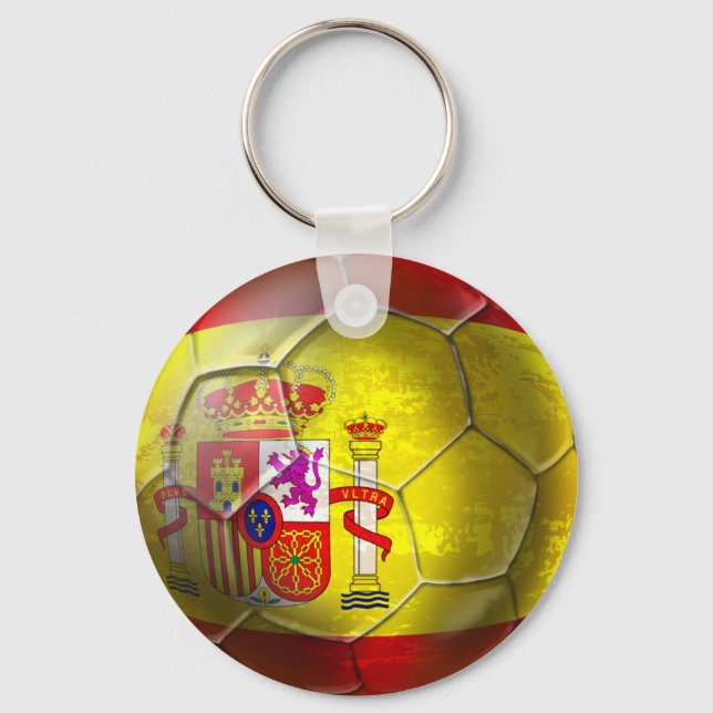 Spain Soccer Grunge ball Spanish flag Keychain (Front)
