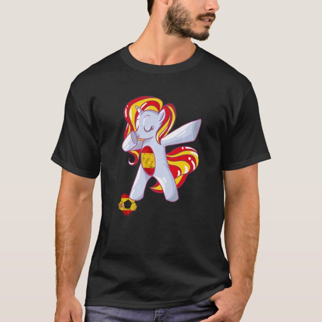 Spain Soccer Unicorn Ball Spanish Flag Espana Span T-Shirt (Front)