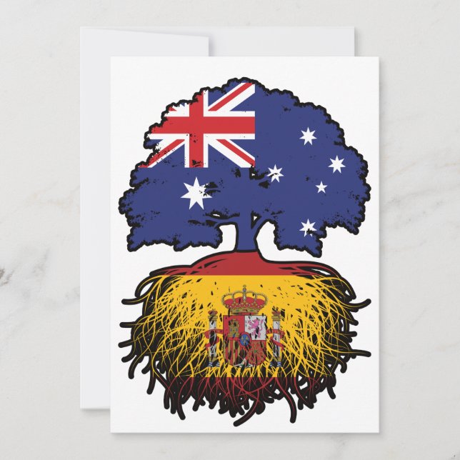 Spain Spanish Australian Australia Tree Roots Flag Invitation (Front)