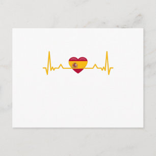 Spain Spanish Flag Heartbeat España Heart Gift Postcard