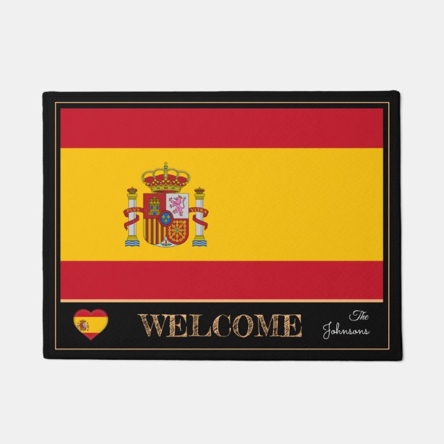 Spain & Spanish Flag house mat /sports Welcome (Front)