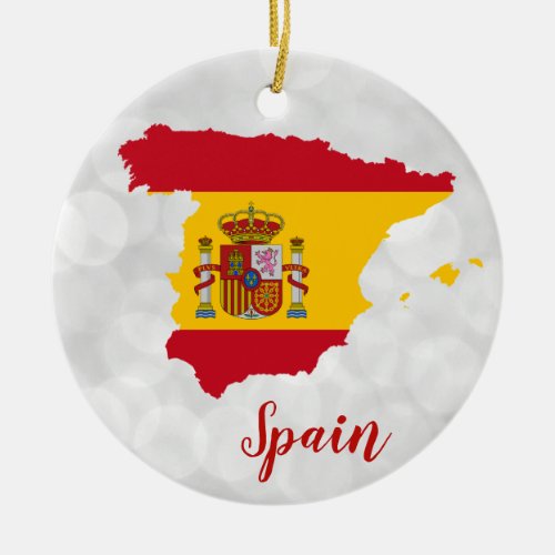 Spain Spanish Flag Map Christmas Ceramic Ornament