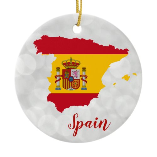 Spain Spanish Flag Map Christmas Ceramic Ornament