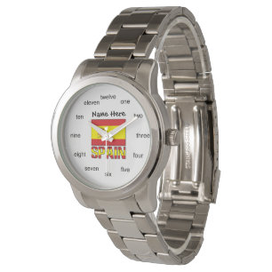 Spain Spanish Flag Personalized Name  Watch
