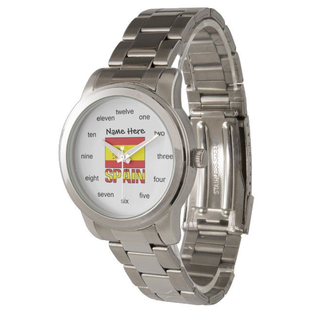 Spain Spanish Flag Personalized Name  Watch (Angled)