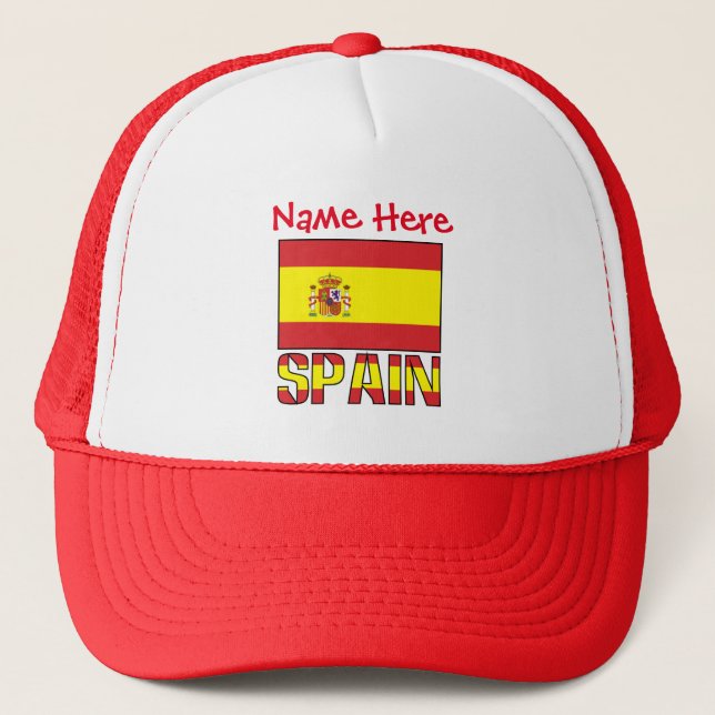 Spain Spanish Flag Red Personalization  Trucker Hat (Front)