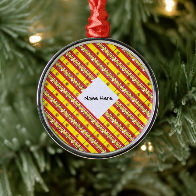 Spain Spanish Flag Tiled Black Personalized  Metal Ornament (Tree)