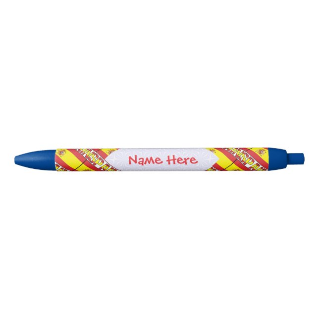 Spain Spanish Flag Tiled Red Personalized  Pen (Front)