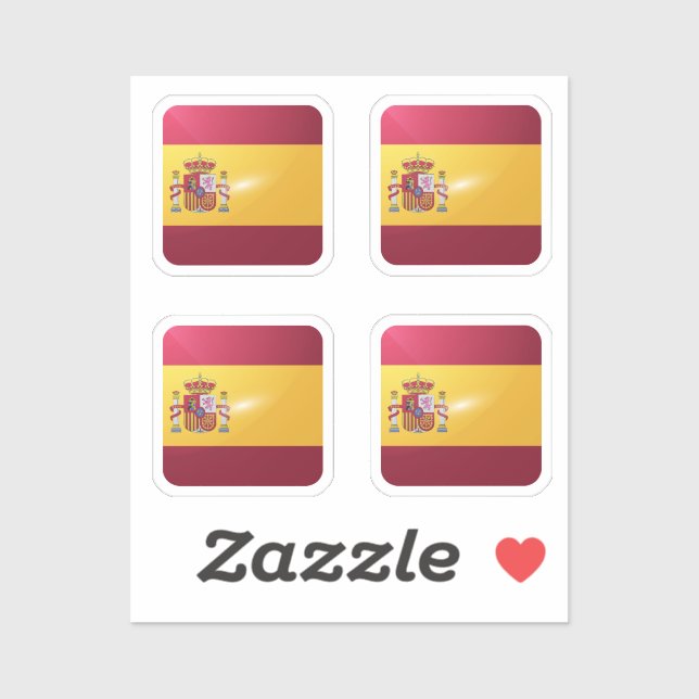 Spain square glossy flag sticker (Sheet)