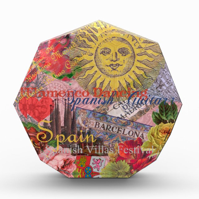 Spain Sunshine Spanish Travel Art Acrylic Award (Front)