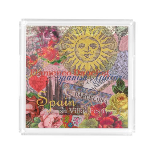 Spain Sunshine Spanish Travel Art Acrylic Tray