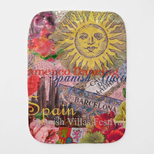 Spain Sunshine Spanish Travel Art Baby Burp Cloth